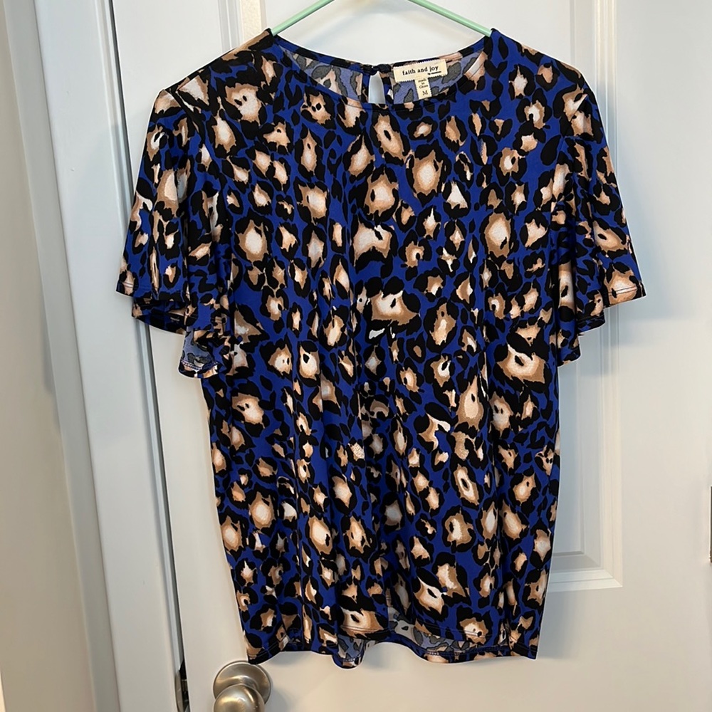 Cheetah Print Short Sleeve Top